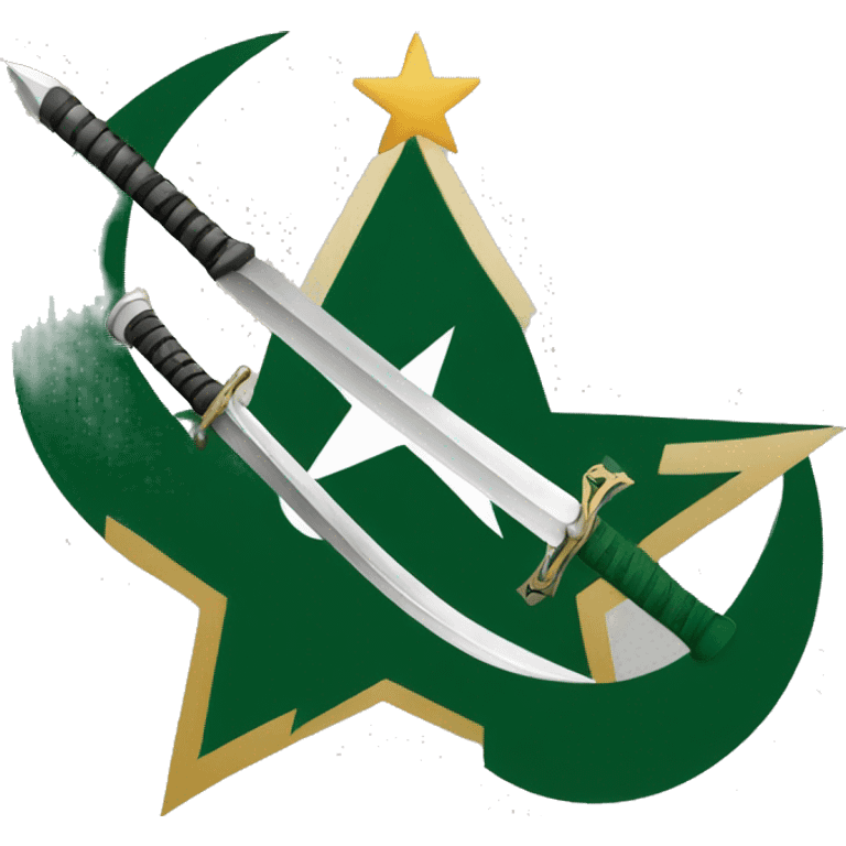 pakistan army logo. swords+moon+star emoji