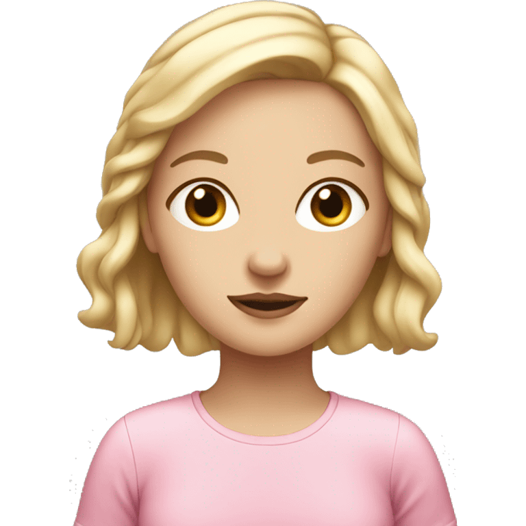 French white girl with pink shirt emoji