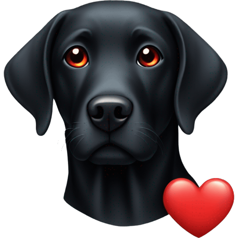 Black lab with a red heart emoji