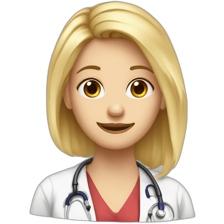 Dessine moi une image humoristique d'un docteur femme blonde aux cheveux court emoji