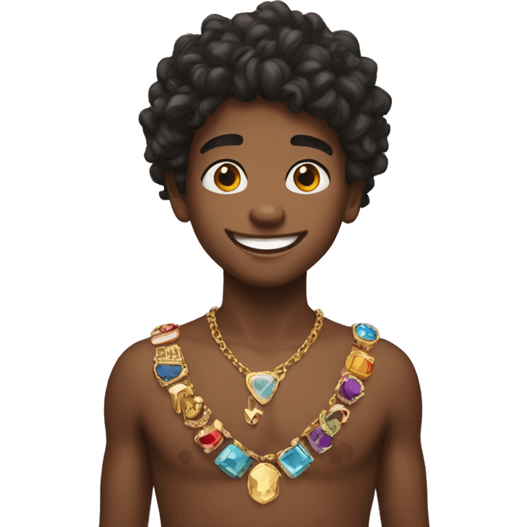 smiling boys with jewelry emoji