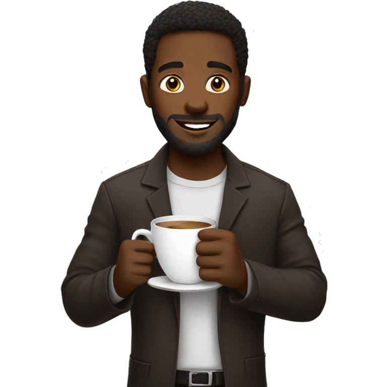 A black men holding coffe emoji