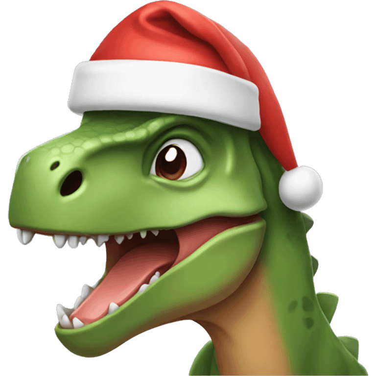 Dinosaur in christmas hat emoji