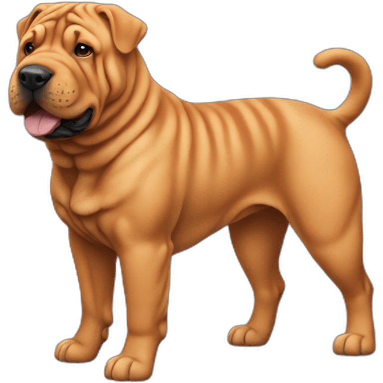 Red Shar-pei dog full body emoji