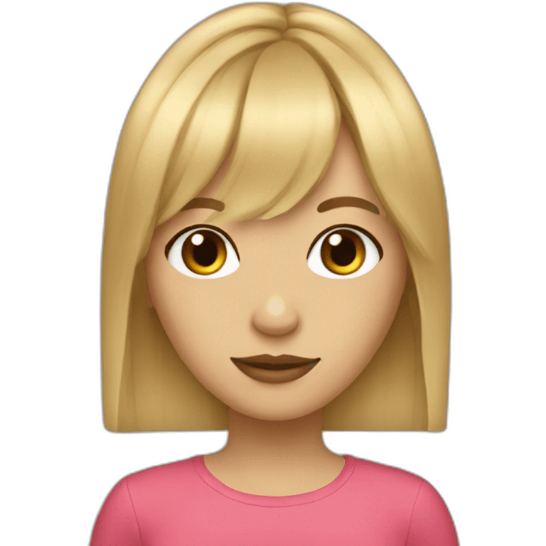 Brown long hair blonde girl with curtain bangs emoji