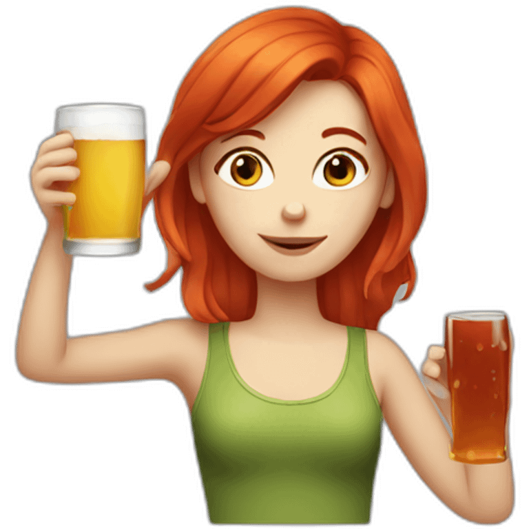 Red-haired drinking girl emoji