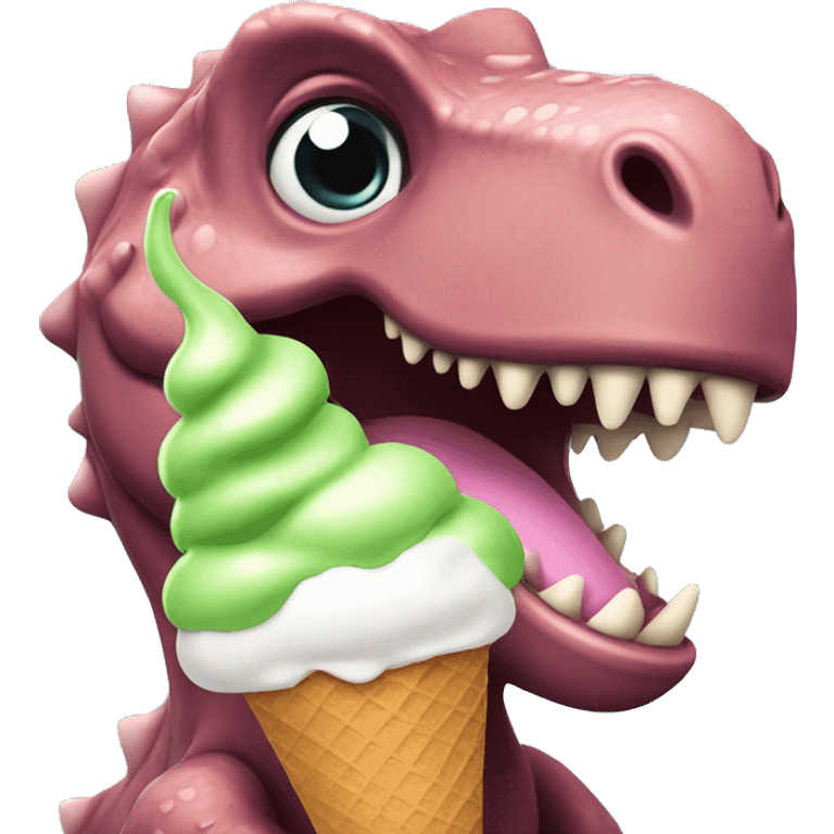 Dino with ice cream emoji