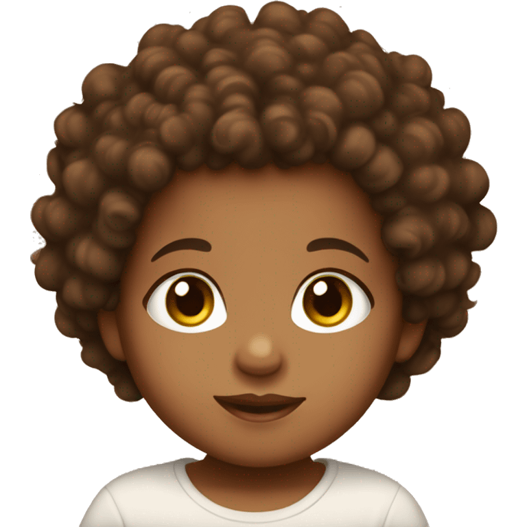 brown colored baby with brown eyes long eyelashes and a brown curly afro emoji