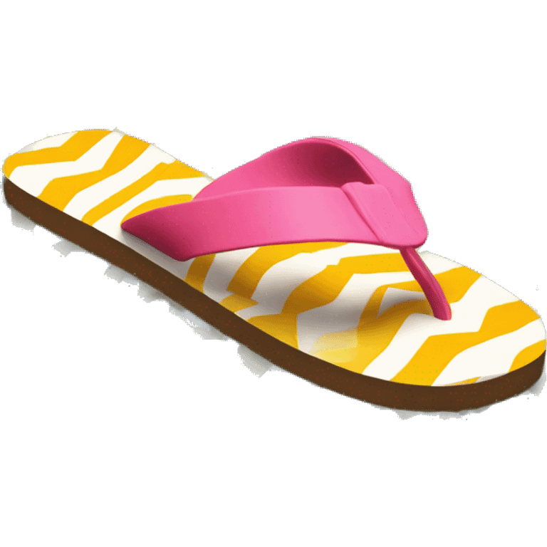 Realistic pair of chevron pattern summer flip flops isolated. emoji