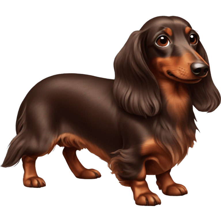 Chocolate long haired dachshund  emoji