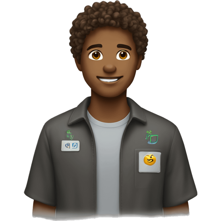 a boy named lane with curly brown hair who is a computer science major emoji