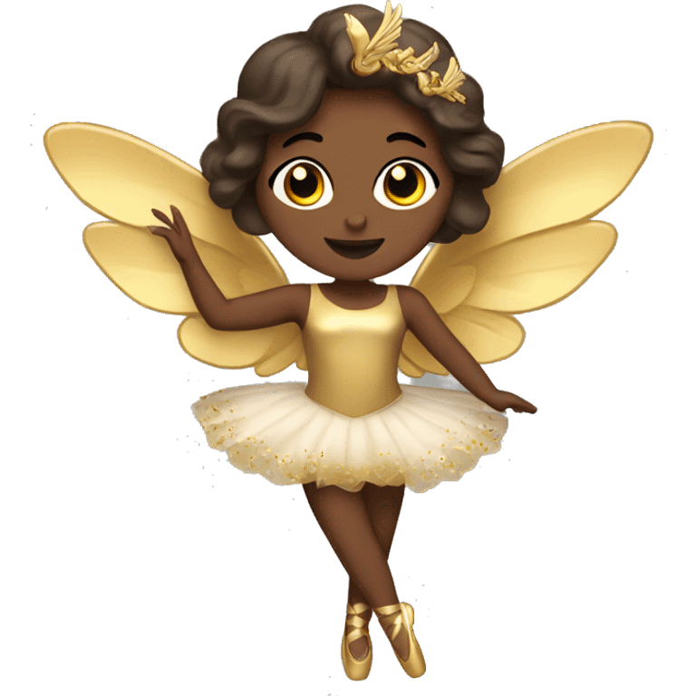  brown ballerina with gold wings emoji