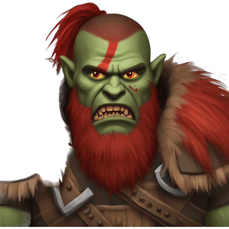 Berserker orc with red beard & red mohican emoji