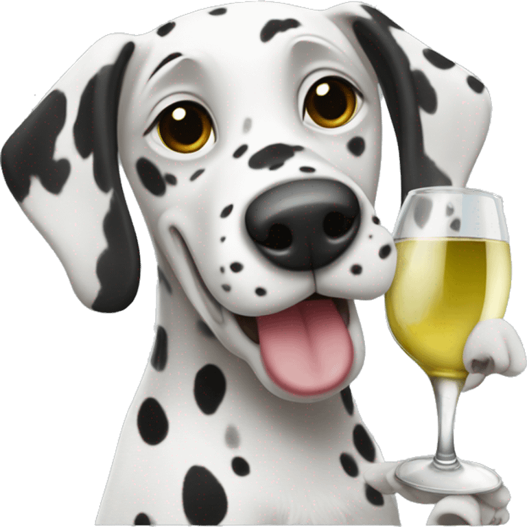 Dalmatian drinking wine emoji