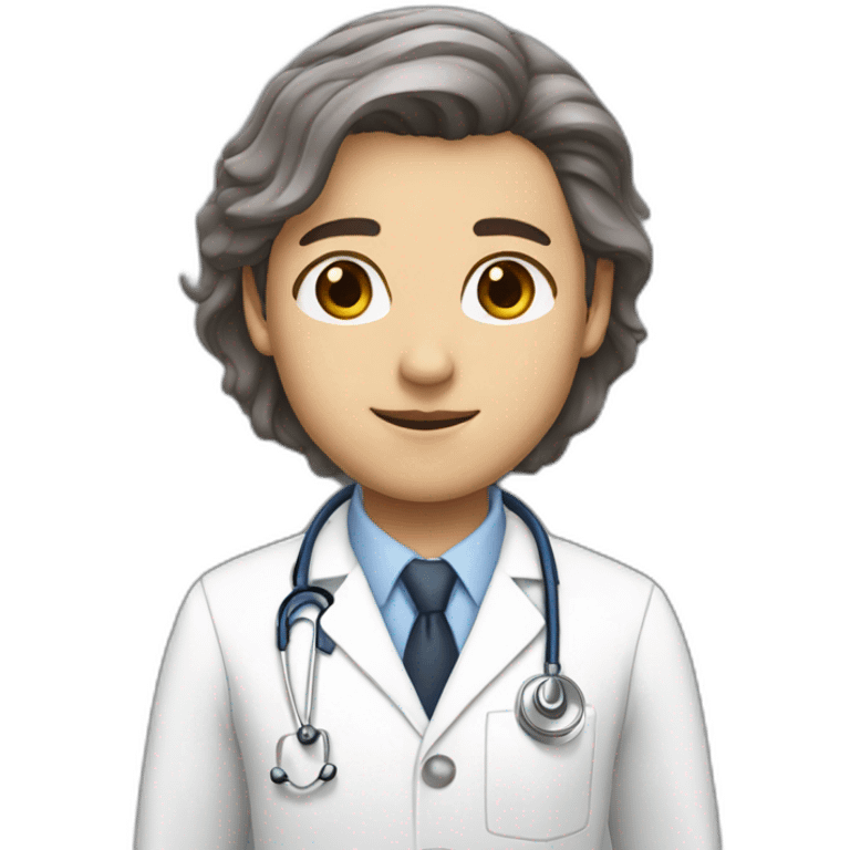 white skin brown hair brown eyes doctor emoji