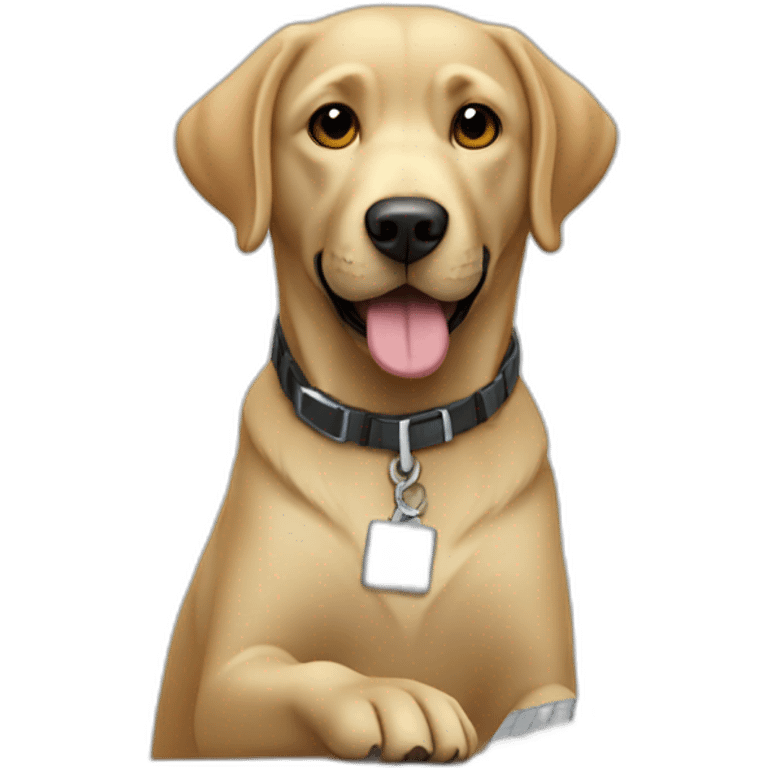 labrador working with a computer emoji