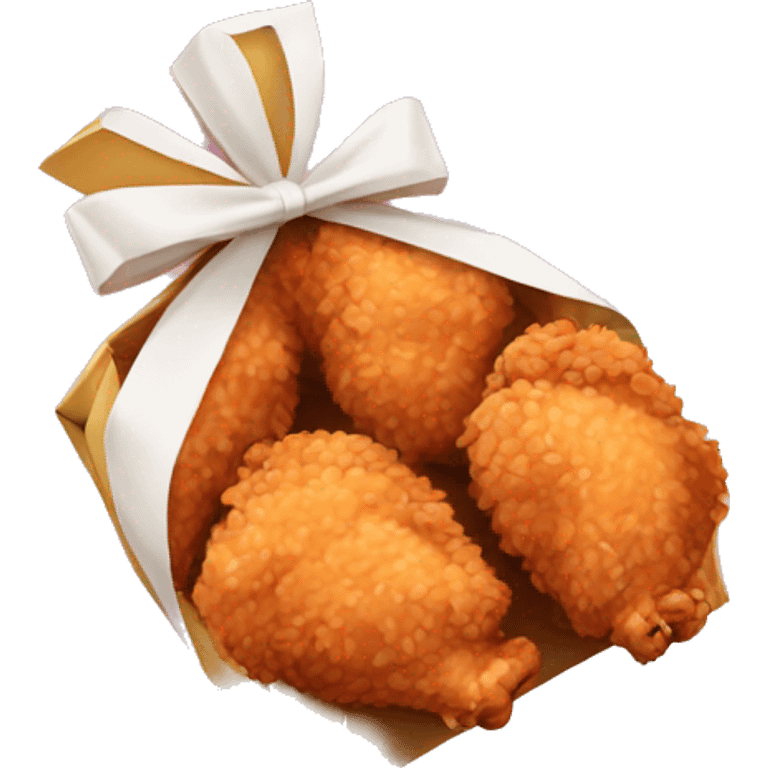 fried chicken wrapped as a present emoji