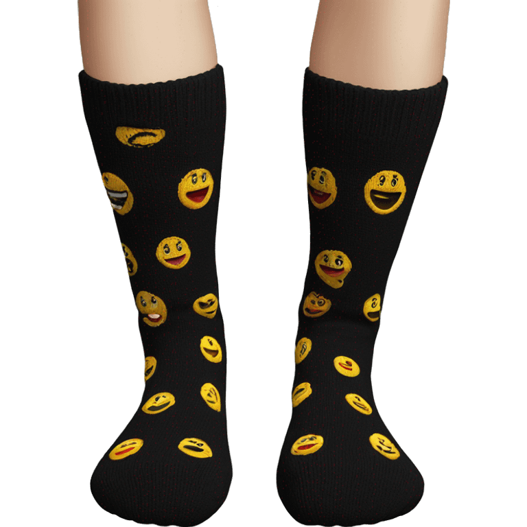 Pair  knitted socks black emoji