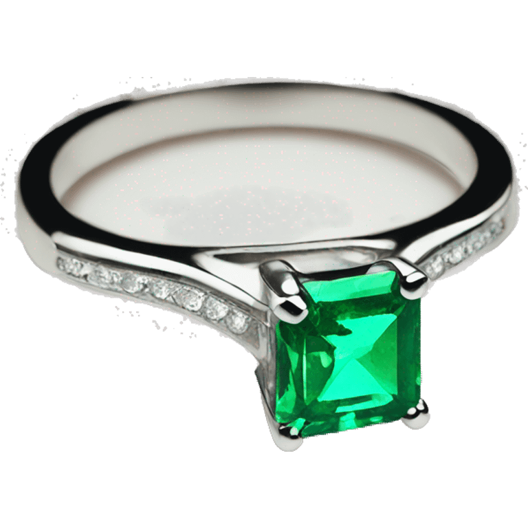 Silver dainty Emerald engagement ring emoji