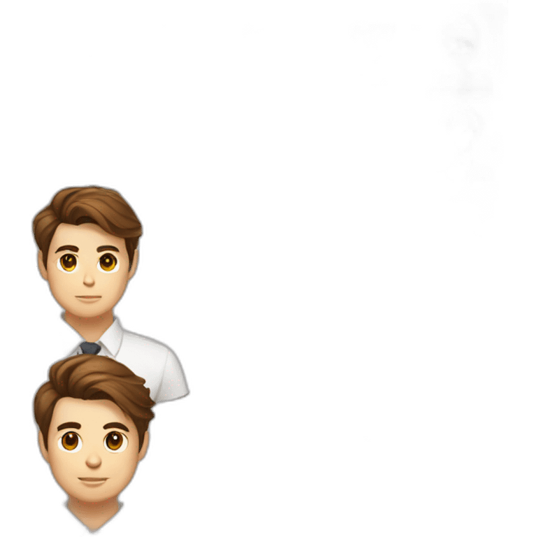 brown medium length hair-white dress shirts-korean guy emoji