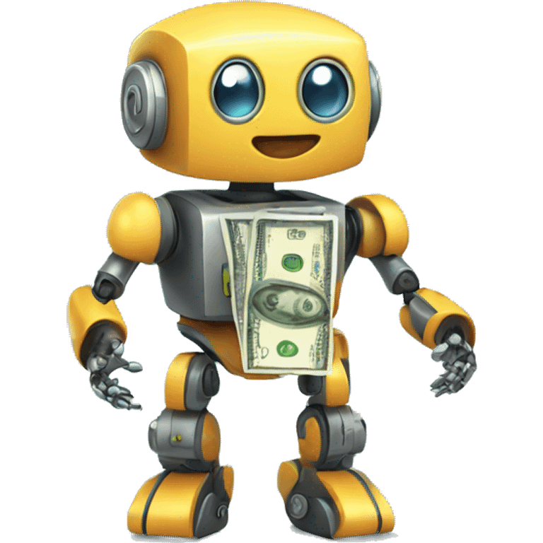 Cute robot with money emoji