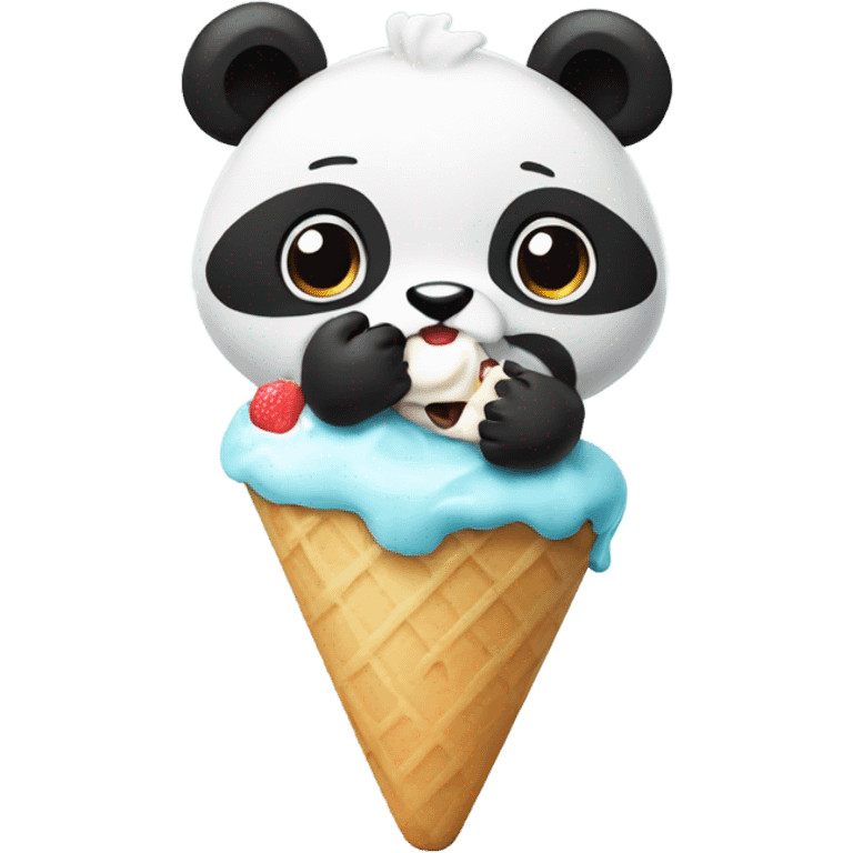 Panda eating ice cream emoji