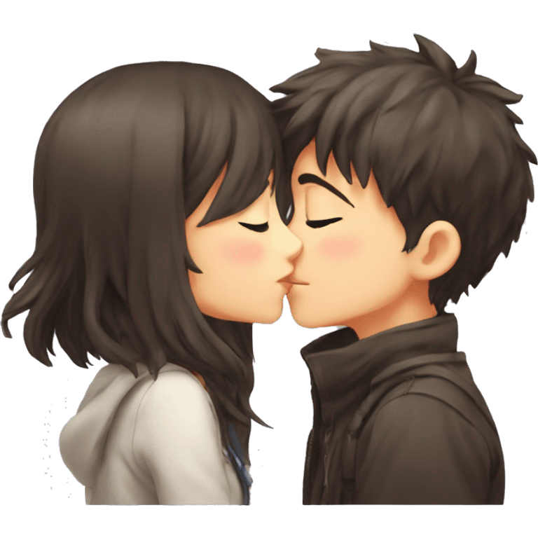 A Anime girl kiss a anime boy emoji