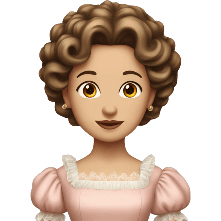 vintage rococo mixed woman with brown hair in a light pink gown  emoji