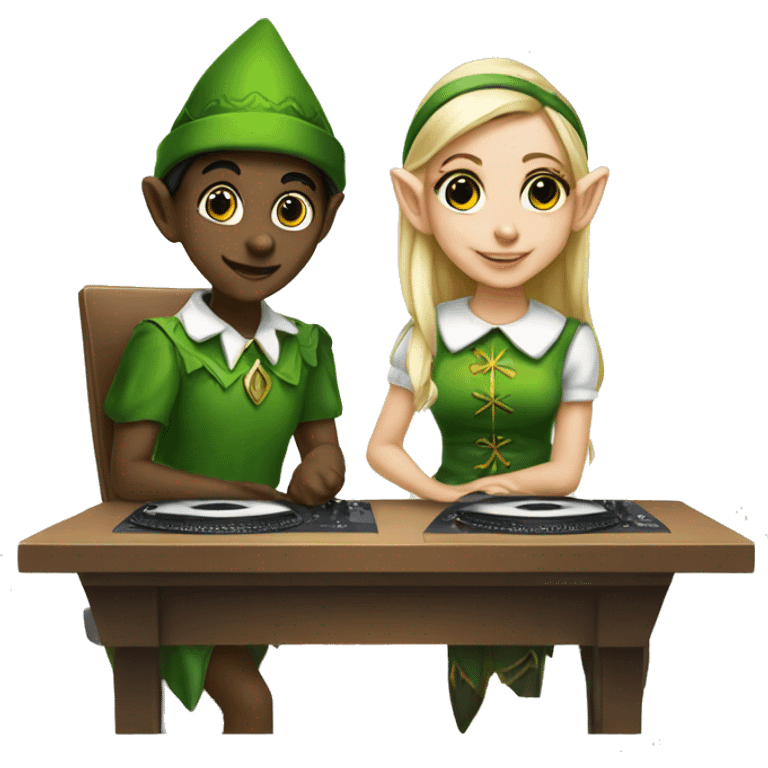 a elf girl and dj table emoji