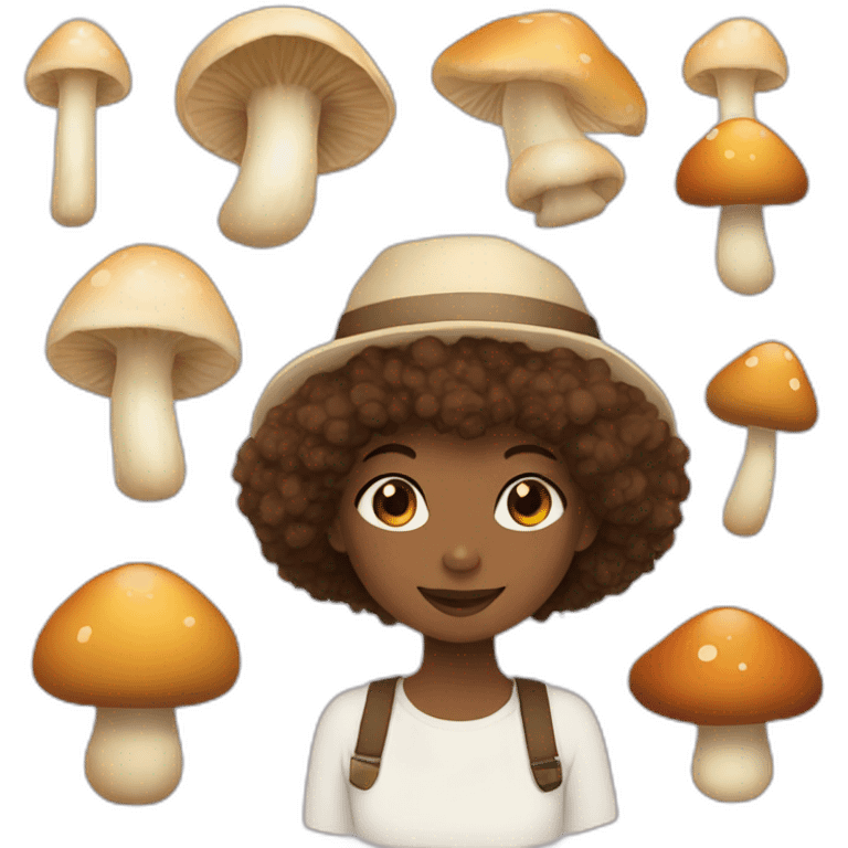 bernadoodle and mushroom and brown girl emoji