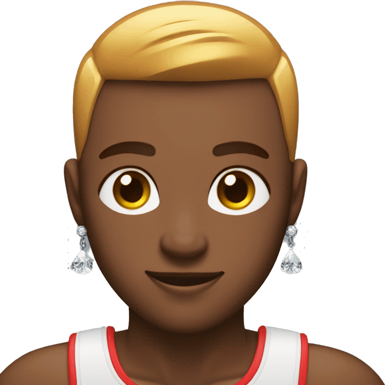 medium dark skin shrugging arms apple emoji with lined up taper fade buzzcut and diamond chain. emoji