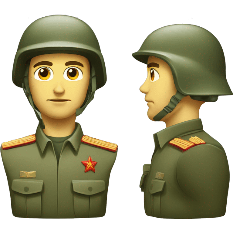 ussr soldier serious with military helmet emoji