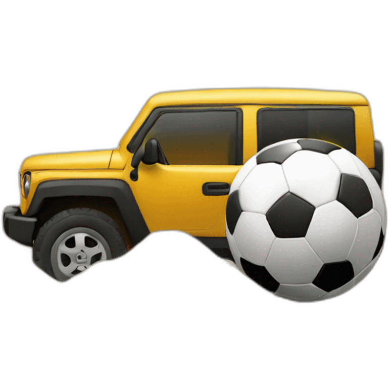 4x4 sand car playing with a soccer ball emoji