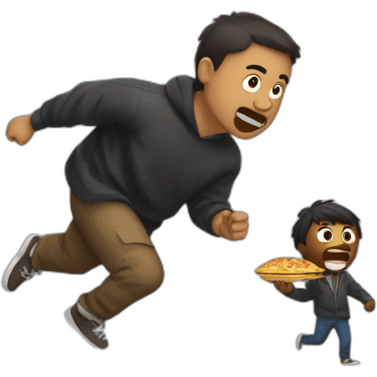 crazy black poor kacper pirog steals food from his father whos chasing him emoji