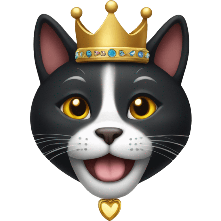 Black happy cat with crown emoji