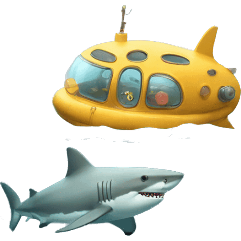 shark in a submarine with a cookie in the window emoji