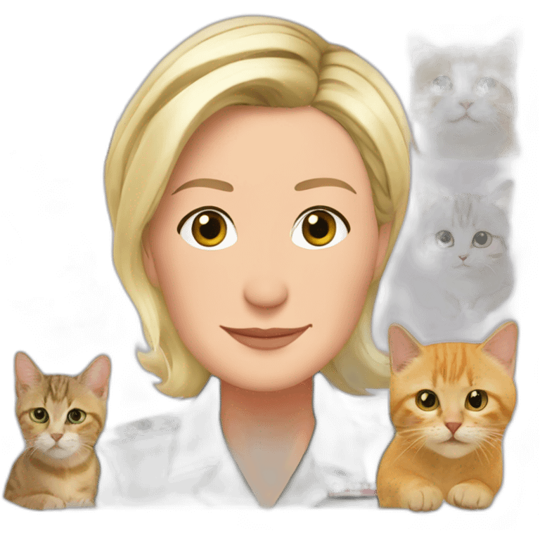 Marine Le Pen avec ses chats emoji