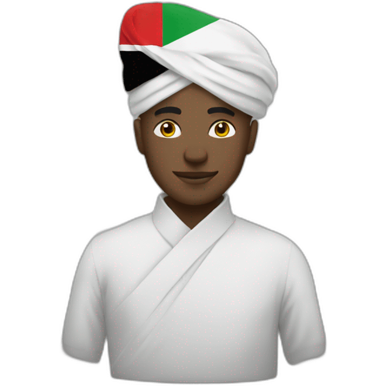 man with a white turbin holding Sudan flag emoji