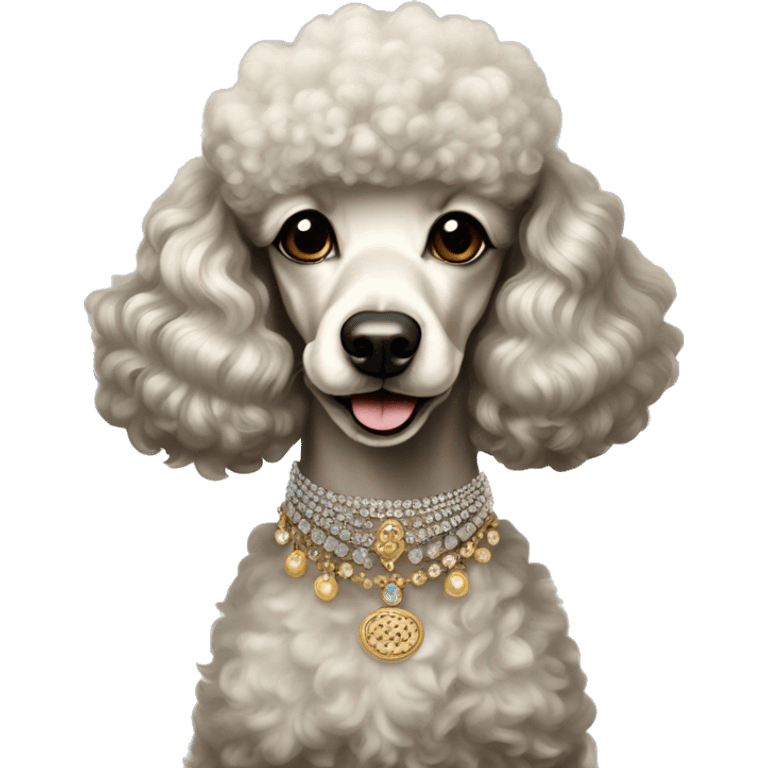 Poodle wearing vintage dress jewelry  emoji