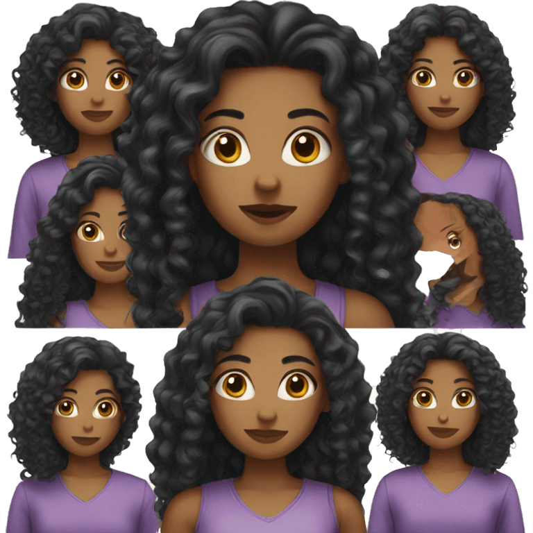 girl long black curly hair emoji