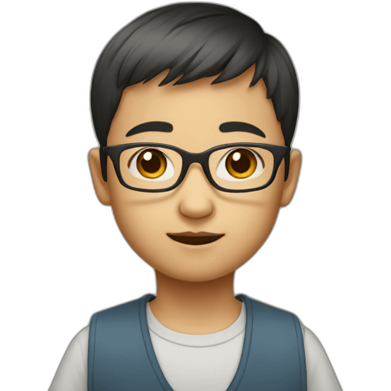 Little chinese boy with rectangular glasses emoji