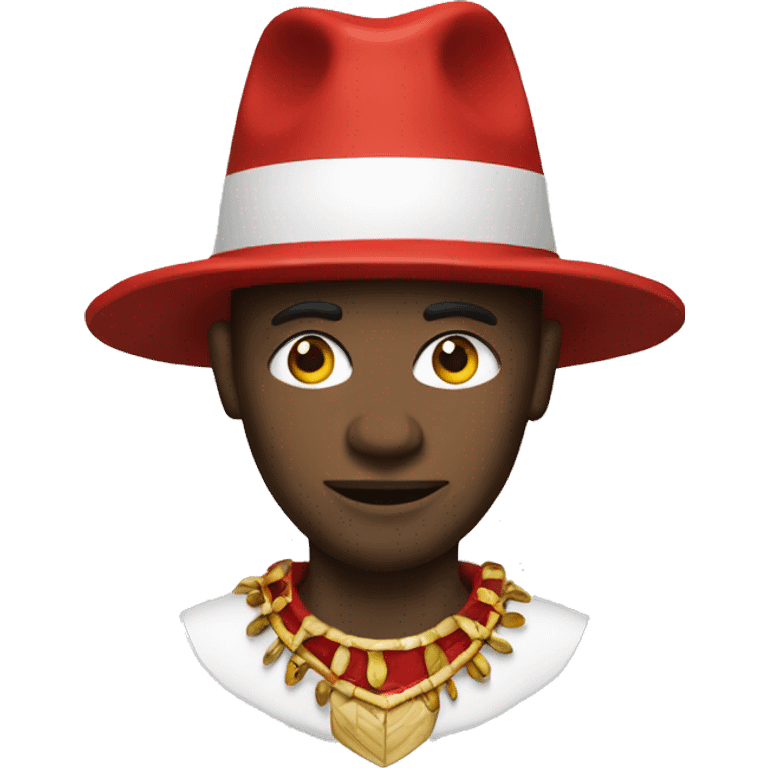 Shango with white and red hat emoji