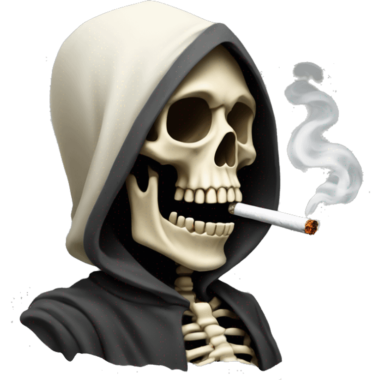 A hooded skeleton smokes a cigarette emoji