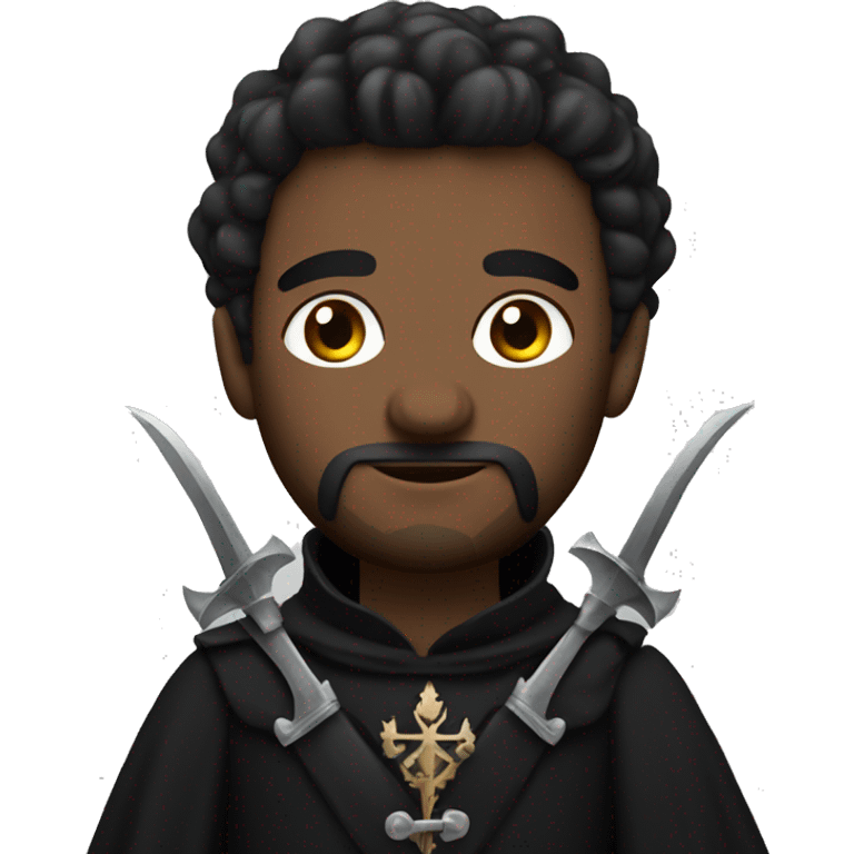 guy with black medieval clothes and daggers rose emoji