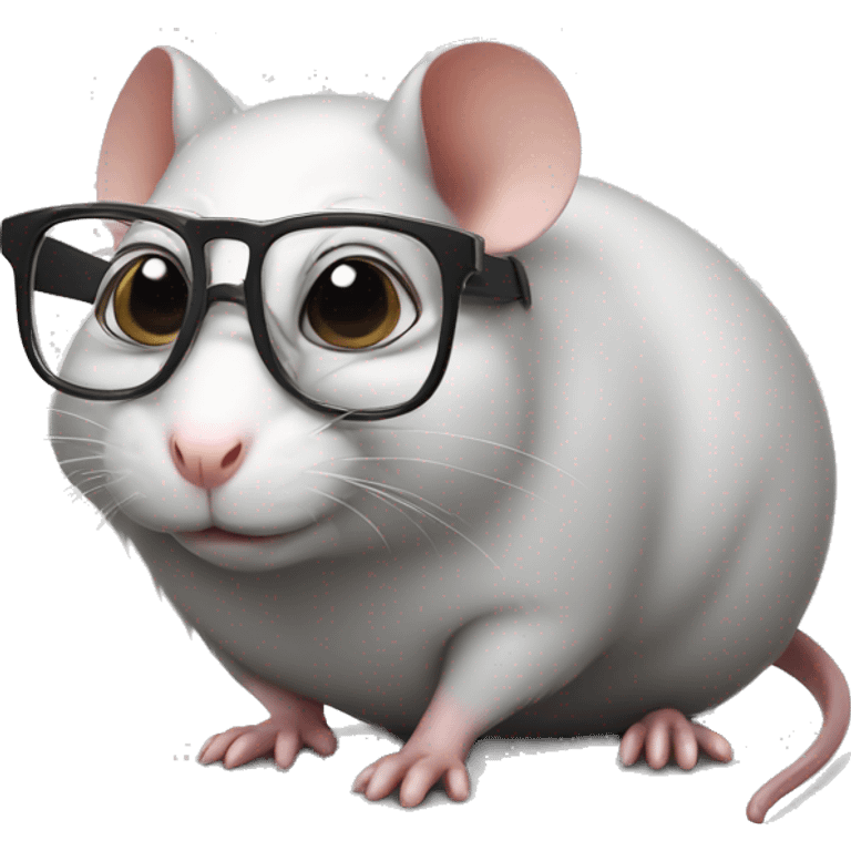 Fat rat with nerd glasses  emoji