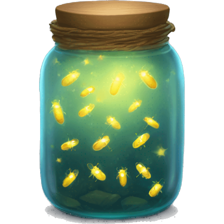 Realistic glowing jar filled with fireflies emoji