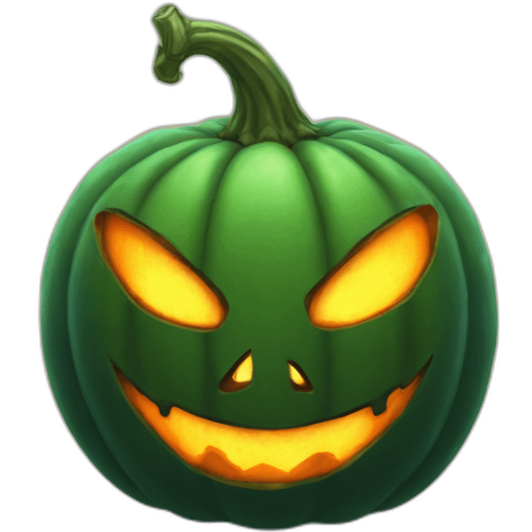 Greenfire pumpkin head with demon eyes emoji