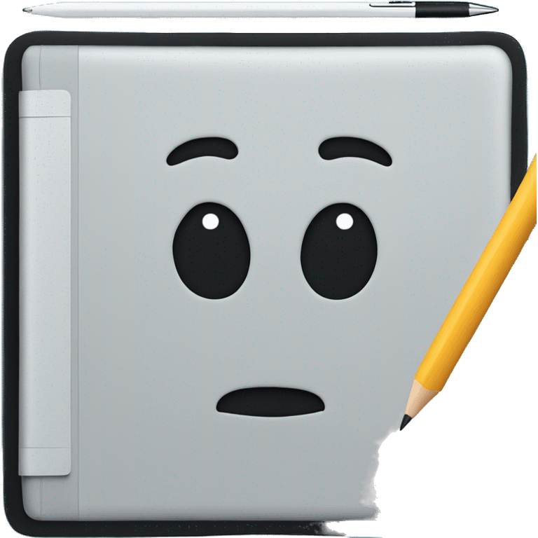 Blue Ipad Gen5 with Apple pencil on the right side emoji