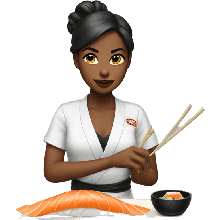 Slay girl eating sushi emoji