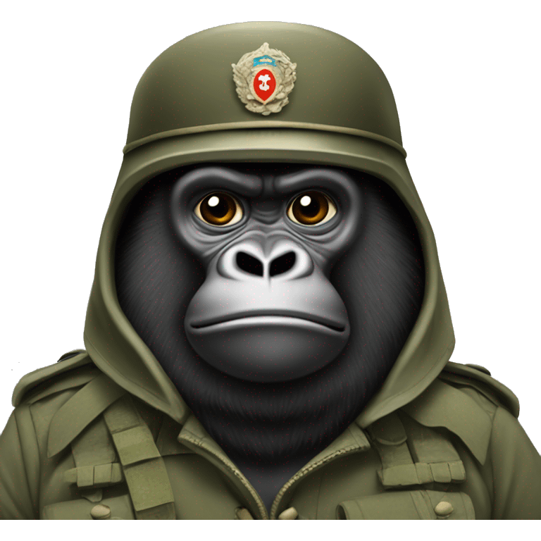 Gorila militar con boina negra  emoji